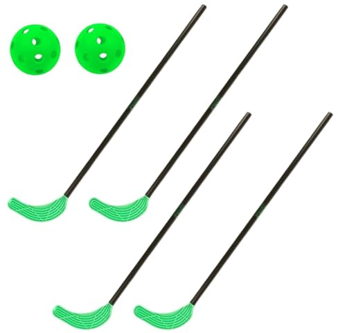TOOLZ Hockeyschläger Set für spannende Matches - Indoor & Outdoor Hockey-Set - Hockeyausrüstung mit 4 Schlägern (70cm lang) + 2 Bälle inklusive