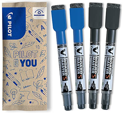 PILOT V Board Master S, Whiteboardmarker, 4er Set (Blau, Schwarz)