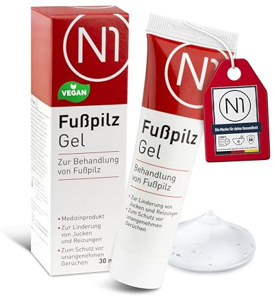 N1 Fußpilz Gel 30ml - Medizinprodukt zur schnellen intensiven Behandlung - Anti Fußpilz Creme gegen Juckreiz & Schutz vor unangenehmen Gerüchen - Salbe mit Wirkstoff Natilact