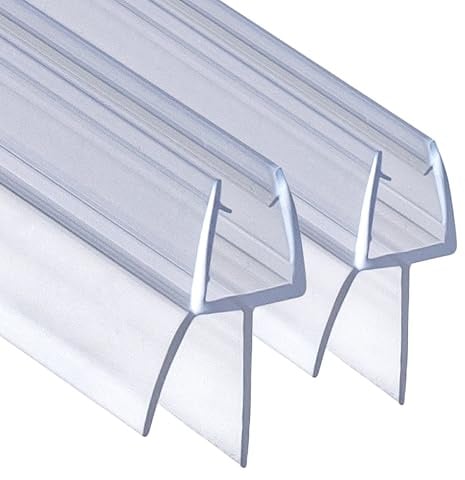 DOPPOSO Duschdichtung 2 x 100 cm Ersatzdichtung für 4mm/ 5mm/6mm Duschkabinen Badewanne mit verlängerten Gummilippen Glastür Duschdichtung Glasdicke