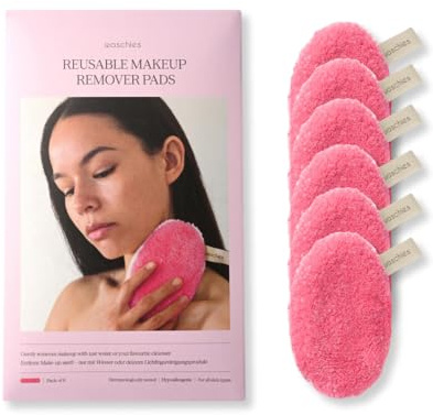 Waschies waschbare Abschminkpads/Waschpads 6er-Set Pink | Sanfte Gesichtsreinigung, Alle Hauttypen, wiederverwendbar & hypoallergen, Alternative zu Wattepads & Abschminktüchern