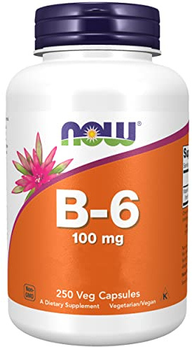 Now Foods, Vitamin B6 (Pyridoxin), 100mg, 250 vegane Kapseln, Laborgeprüft, Glutenfrei, Sojafrei, Vegetarisch, ohne Gentechnik