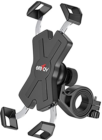 Grefay Fahrrad Handyhalterung Handyhalter Motorrad Handy Fahrradhalterung | Edelstahl Motorrad Fahrrad Lenker Handy Halterung Mit 360 Drehen für 4,5-6,8 Zoll Smartphone