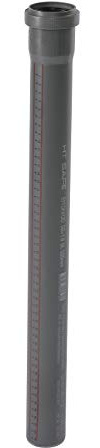 Ostendorf HTsafe HT-Rohr mit Muffe DN 50 mm 1000 mm, Grau, DN 50 x 1000 mm