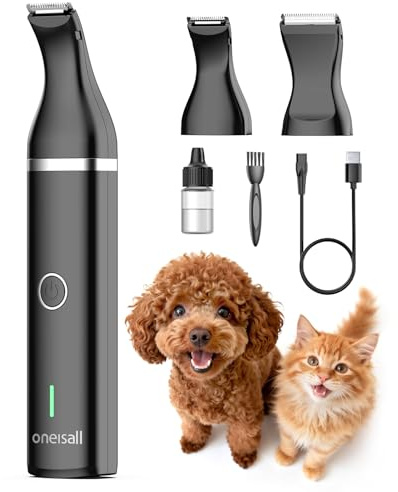 oneisall schermaschine hund pfoten Leise hundeschermaschine pfotentrimmer pfotenrasierer für Hunde Katzen Pfoten, Augen, Ohren, Gesicht, Körper (Schwarz)
