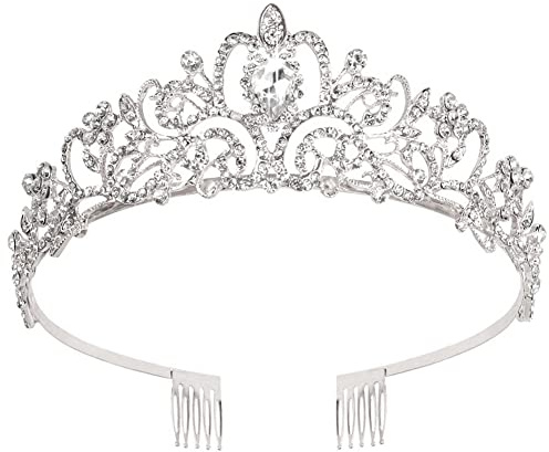 Moonight Rhinestone Princess Tiara for Women, Wedding Crown for the Bride,Prom Queen/Pageant/Bridal, Handmade Hair Accessories