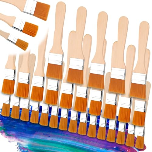 30 PCS Flachpinsel Pinsel Set Lackpinsel Borstenpinsel Set Pinselset Malerbedarf Lasurpinsel Malerpinsel Lackpinsel für Lacke Wandfarbe Kreidefarbe Kunst Malerbedarf Ölgemälde Aquarell Entstauben DIY