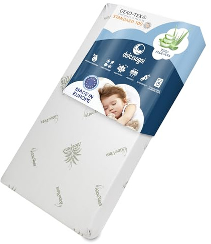 DOLCI SOGNI Stubenwagen Matratze 50x83 cm - Beistellbett Chicco next2me - 100% Made in Italy - Oeko-TEX® & CertiPUR™ - Baby Matratze mit waschbarem Aloe-Vera-Bezug